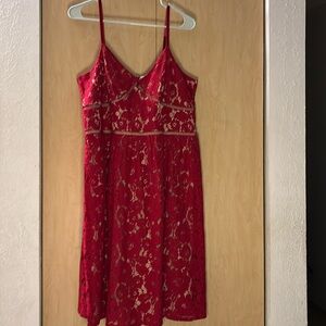 JustFab XL red lace party dress.